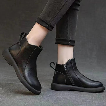 SH441 - Black Zipper Anklet Boots